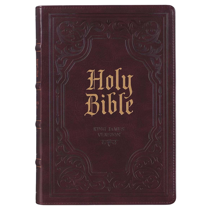 Antiqued Brown Leathersoft Giant Print King James Version Bible with Thumb Index