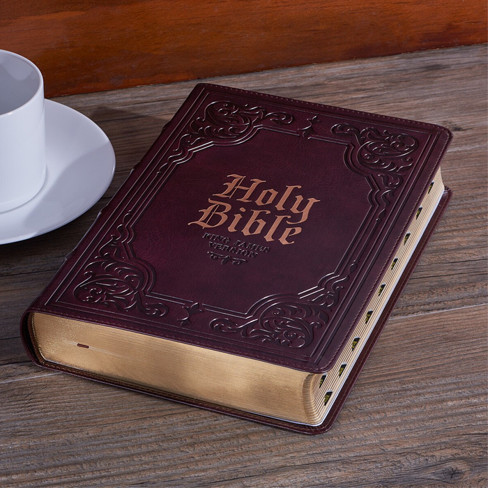 Antiqued Brown Leathersoft Giant Print King James Version Bible with Thumb Index