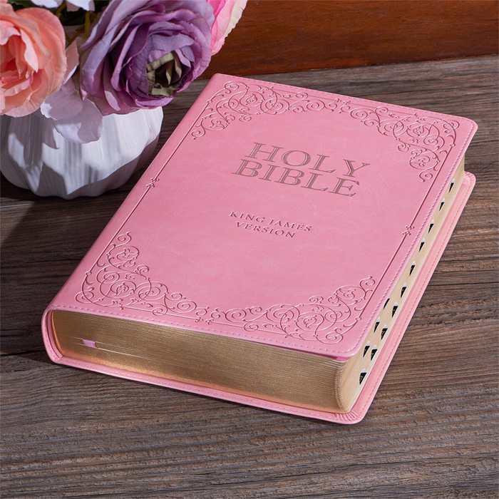 Pink Leathersoft Giant Print King James Version Bible with Thumb-Index