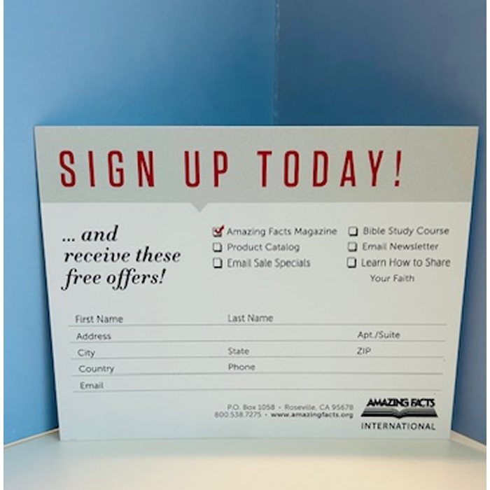 Sign Up Today Card (Sold in packs of 100)