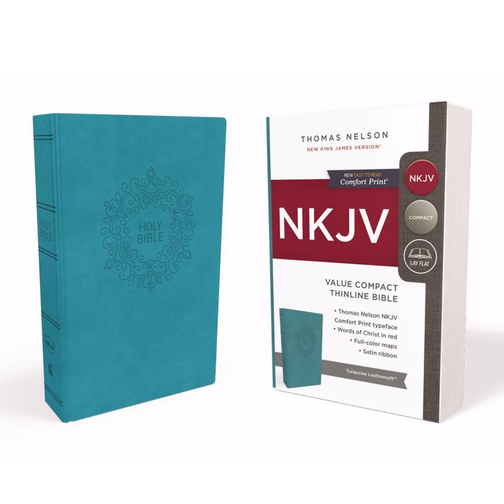 ONE-OF-A-KIND - Clearance - NKJV Value Compact Thinline Bible (Turquoise Leathersoft) by Thomas Nelson